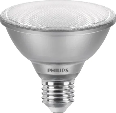 A studio shot of a Philips LED light bulb.