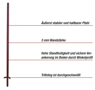 Produktbild von horizont Winkelstahlpfahl I 165 cm I rot I 10 Stück