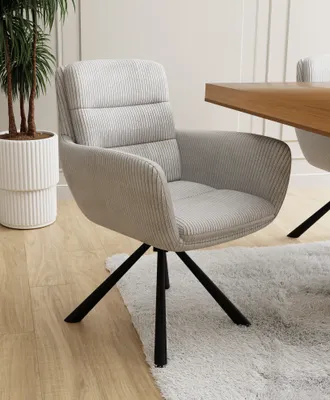 Produktbild von S-STYLE MÖBEL - Frank - Polsterstuhl mit 180° Drehfunktion und Nivellierung aus Hellgrau Cord-Stoff