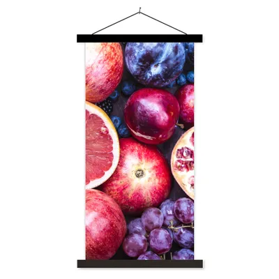 Produktbild von MuchoWow® Textilposter Obst - Regenbogen - Farben 90x180 cm mit schwarzem Rahmen - Dekoration Wohnzimmer