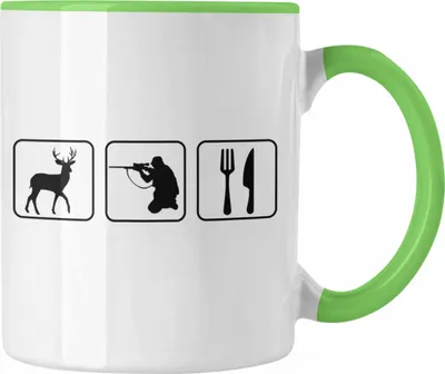 Produktbild von Trendation - Jäger Tasse Geschenk Eat Sleep Jagen Repeat Geschenkidee (Grün)