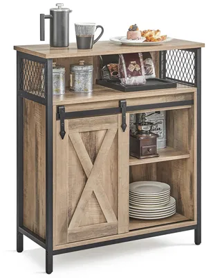 Produktbild von Sideboard mit Stauraum - Kommode mit Schiebetür - 70x30x80 cm - Für Wohnzimmer - Vintagebraun