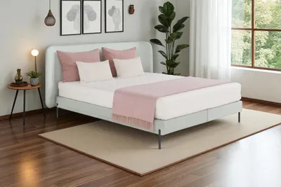 Produktbild von KSHOMECONCEPT Polsterbett 160x200cm SIERRA mit Bonell Matratze H3, Holzrahmen, Hellgrau