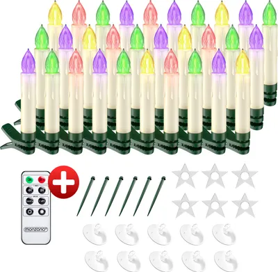 Image de MONZANA® 30x bougie LED sans câble lumière multicolore décoration lumineuse à pile aspect bougie de cire minuterie 24h