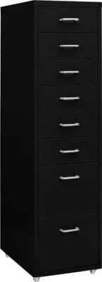 Produktbild von Aktenschrank mit Rollen Schwarz 28x41x109 cm Metall