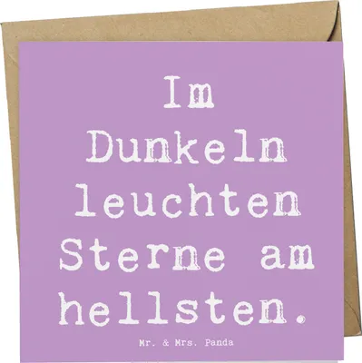 Produktbild von Mr. & Mrs. Panda Grußkarte Spruch Angst vor Dunkelheit überwinden - Lavendeltraum - Geschenk, Mutmacher, Vertrauem, Licht in der, faltkarte, doppelkarte, Klappkarte, Mut