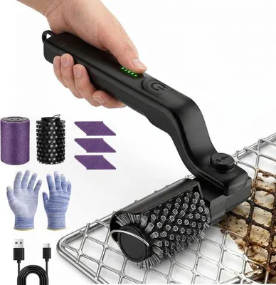 Productafbeelding van Elektrische Grillborstel Draadloos, Accu, 3 Snelheden, 180° Verstelbare Borstelkop, BBQ-Reiniger voor Gasgrills, Houtskoolbarbecues, Roo