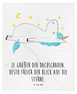 Produktbild von Mr. & Mrs. Panda Erstlingsdecke Einhorn Sternenhimmel - Weiß - Geschenk, Einhörner, Fleecedecke, Kinderdecke, Sterne, Unicorn, Verrückt, Plaid, Schlummerdecke, Babydecke