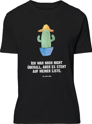 Produktbild von Mr. & Mrs. Panda Größe XL T-Shirt Kaktus Hut - Schwarz - Geschenk, Geschenkidee, Shirt, Kakteen, Reisen, Weltenbummler, Tshirt, Motivation, Spruch, Weltreise, mit