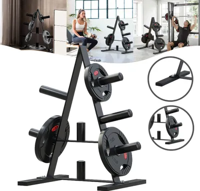 Produktbild von UISEBRT Scheibenablage Hantelständer mit 7 Aufnahmen, ideale Hantelablage für Gewichte, stabil und robust, für Fitnessstudio, Heimtraining und Hantelaufbewahrung