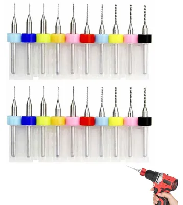 Imagen del producto de Kit de brocas mini, de 20 piezas, fabricadas en acero de tungsteno, para trabajos de precisión, joyería y placas de circuitos