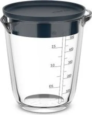 Produktbild von Mepal - Glas Messbecher mit Deckel Chef it - Leicht ablesbare. eingravierte Skala - Mikrowellen- & Backofengeeignet (ohne Deckel) - Hochwertiges Glas - Spülmaschinengeeignet - 500 ml - Navy