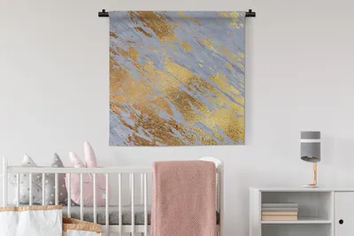 Produktbild von MuchoWow® Wandteppich Wandbehang Marmor - Gold - Blau 90x90 cm Tapisserie Dekoration Wandtuch - Wandaufhänger