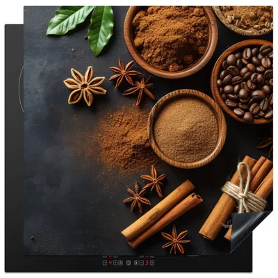 Produktbild von KitchenYeah© Herdabdeckplatte Zimt - Kaffee - Beton , 78x78cm, Küche Deko, Glaskeramikkochfeld Herdabdeckung, Abdeckplatte fùr Kochfeld