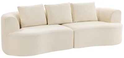 Produktbild von HOMCOM 3-Sitzer-Sofa, breite Sitzfläche, Federkernpolsterung, cremeweiß