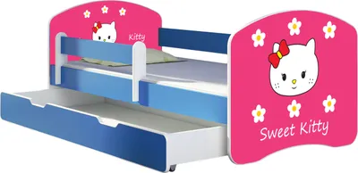 Immagine prodotto di ACMA letto per ragazzi letto junior completo di rete a doghe e protezione anticaduta Blu 16 Sweet Kitty 2 160x80 + rete