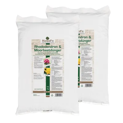 Produktbild von HaGaFe Rhododendrondünger, Moorbeetdünger, 2 x 10kg, Spezialdünger für alle Moorbeetpflanzen, Ideal auch für Azaleen, Heide und Eriken
