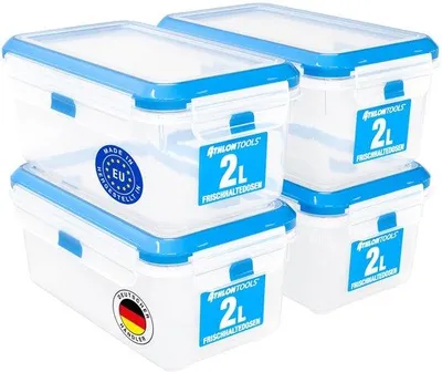 Obrázek produktu pro Sada 4 kusů 2litrových nádob na uchování čerstvosti ATHLON TOOLS v gastronomické kvalitě – modrá