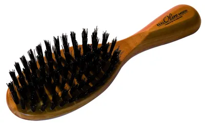 Productafbeelding van Haarborstel van olijfhout met natuurlijke haren, ovaal, ca. 19 cm