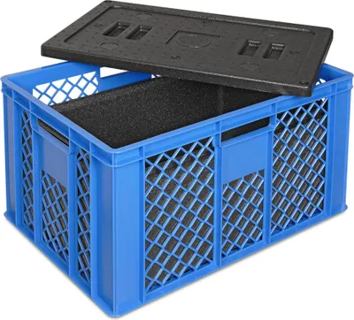 Produktbild von Eurobehälter mit EPP-Isolierbox, LxBxH 600x400x320 mm, 25 Liter, blau