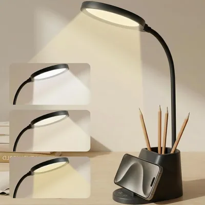 Zdjęcie produktu dla Lampa biurkowa - oświetlenie LED - do czytania, nauki, pracy - elastyczny przegub - kabel o długości 1,5 m - kolor czarny