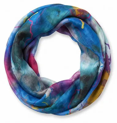 Produktbild von styleBREAKER Damen Loop Schal Aquarell Glow | leichter Schlauchschal 83x48 cm | weiche Viskose | farbenfrohes Boho Tuch für Frühling & Sommer