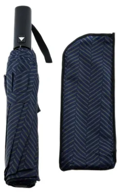 Image de Parapluie de poche télescopique, ø 100 cm - Parapluie avec poignée en plastique, bleu foncé