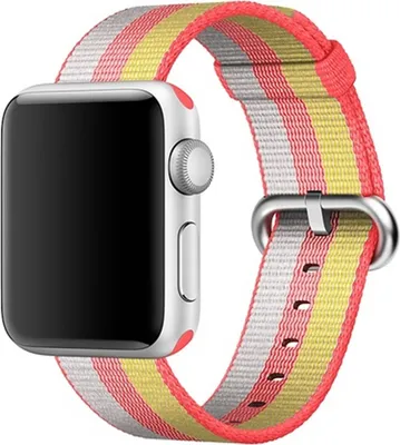 Produktbild von Apple 38 mm Armband aus gewebtem Nylon, Rot, Band, Smartwatch, Grau, Rot, Gelb, Apple, Watch 38mm, Nylon