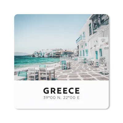 Produktbild von MuchoWow® Mauspad Mousepad Griechenland - Meer - Terrasse 20x20 cm - Mousepads - Maus Mat - Pad - Mausunterlage - Desk Mat - Bureauartikeln