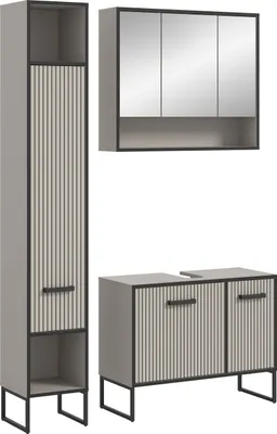 Zdjęcie produktu dla Bagno zestaw mebli łazienkowych 3 elementy jasnoszary, kremowy.
