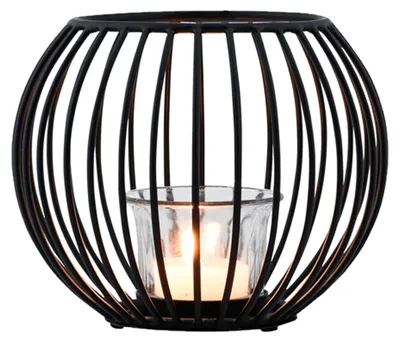 Image de Support pour bougies chauffe-plat en métal, pour décoration, de couleur noire, 15 cm
