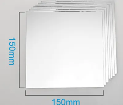 Image de Heilmetz, lot de 16 carreaux de miroir autocollants, 15 x 15 cm, miroirs muraux décoratifs, carreaux de miroir, miroirs à coller, décoration murale DIY