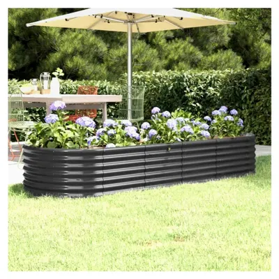 Produktbild von Hochbeet aus Metall für Pflanzen, Kräuter und Blumen 224x80x36 cm Anthrazit