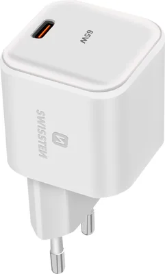Image de Swissten, GaN 65W Alimentation USB-C Power Delivery pour MacBook iPad, Blanc