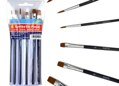 Produktbild von Synthetikpinsel-Set 6-teilig Größe 2-4-6 in flach, Größe 6-8-10