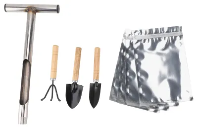 Image de Sonde pour prélèvement de sol, kits de test avec poignée en T en acier inoxydable et 4 sacs réutilisables, 3 outils de jardinage pour le prélèvement d'échantillons, l'entretien des plantes, la pelouse et la ferme
