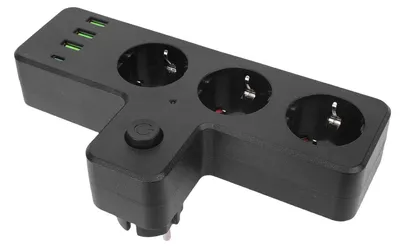 Steckdosenleiste 7-in-1, 3 AC + 3 USB + 1 Typ-C, mit Schalter, 2500 W