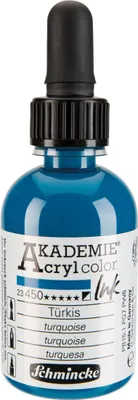 Türkis - 50ml Akademie Acrylcolor Ink in Pipettenflasche Schmincke 23 450 024