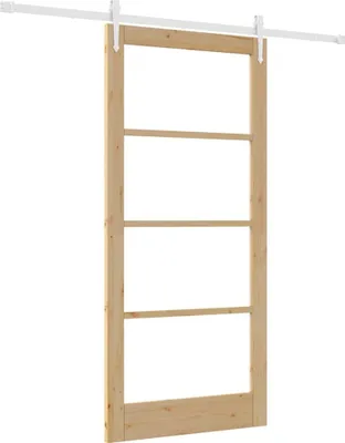 Immagine prodotto di vidaXL Porta scorrevole naturale 93 x 202 cm in legno massello di pino e vetro
