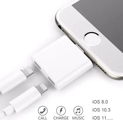 Produktbild von Dual 8 Pin Original Chip Audio Ladegerät Adapter für Kopfhörer für iPhone 7 Plus PLUS weiß