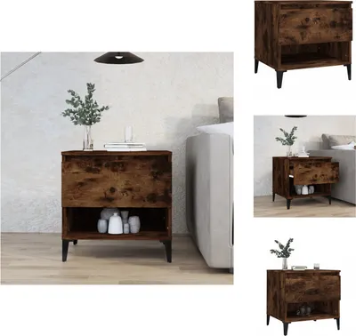Immagine prodotto di vidaXL Tavolino in rovere affumicato 50x46x50 cm materiale a base di legno - Tavolini