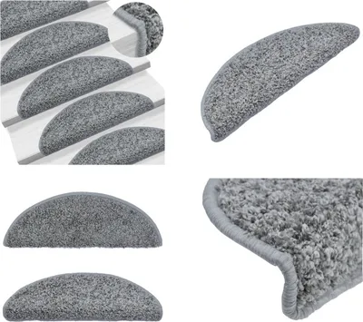 Image de vidaXL Tapis d'escalier 15 pcs. Gris 65x21x4 cm - Tapis d'escalier - Tapis d'escalier - Tapis de marche