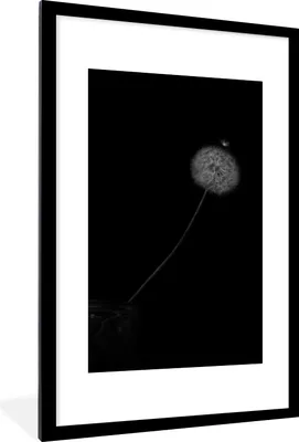Produktbild von MuchoWow® Gerahmtes Poster Blumen - Löwenzahn - Samen - Schwarz - Weiß 60x90 cm - Poster mit Schwarzem Bilderrahmen Wandposter Rahmen Foto Bilder - Dekoration - Wandposter Wohnzimmer - Hochwertig