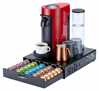 Produktbild von Nespresso Vertuo Kapsel Organizer - Schwarze Metallhalterung für 50 Kapseln