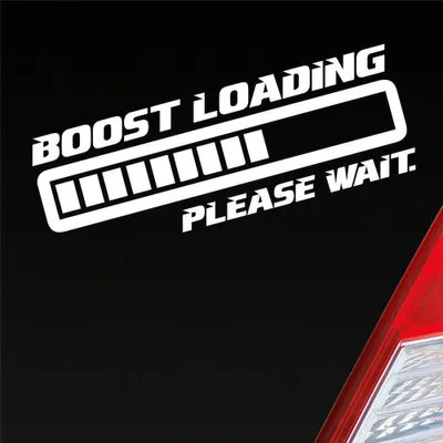 Produktbild von Auto Aufkleber Boost Loading Please Wait Tuning 15x5 cm Weiss Matt Sticker Heckscheibenaufkleber