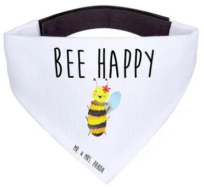 Produktbild von Mr. & Mrs. Panda Halstuch Hund Biene Happy - Weiß - Geschenk, Tuch, Hundehalstuch, Hunde, Für