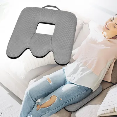 Produktbild von Orthopädisches Steißbeinkissen bei Wundliegen, Hämorrhoiden und zur Genesung | Atmungsaktives Sitzkissen für Bürostuhl, Auto und Rollstuhl (grau)