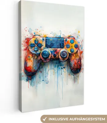 Produktbild von MuchoWow® - Leinwandbilder - Kinder- und Jugendzimmer - Spiele - Gamecontroller, Wandbild, Wanddeko Bilder Wohnzimmer, 80x120 cm
