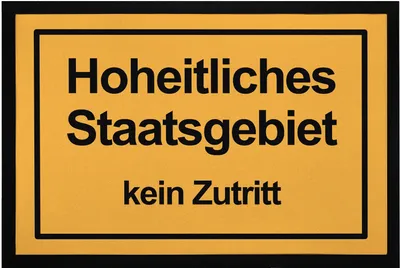 Produktbild von Fußmatte mit Spruch Warnschild Warnhinweis rutschfest & waschbar Moonworks® Hoheitsgebiet schwarz 60x40cm