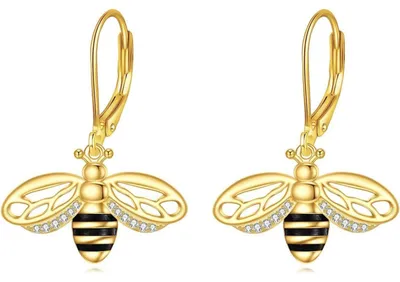 Productafbeelding van Oorbellen, bijenmotief, zilver 925, 12 mm x 8 mm, voor dames en meisjes